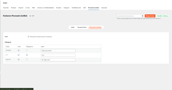 Plugin Wordpress Woocommerce Persoană Juridică