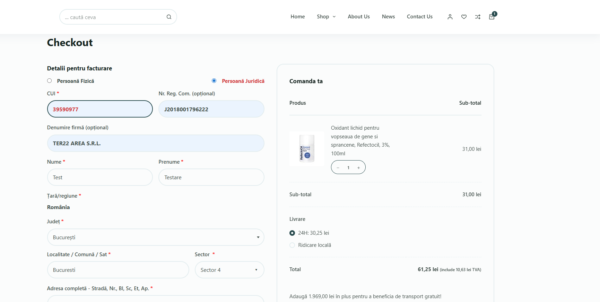 Plugin Wordpress Woocommerce Persoană Juridică