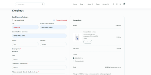 Plugin Wordpress Woocommerce Persoană Juridică
