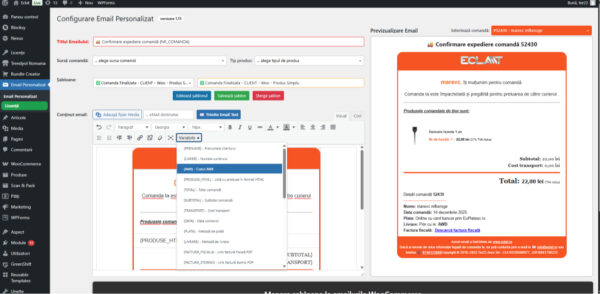 WordPress WooCommerce Custom Email Plugin