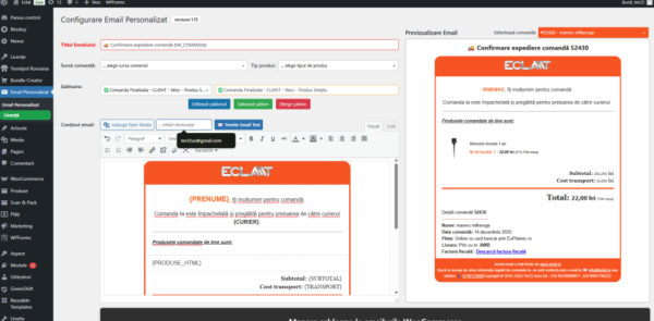 WordPress WooCommerce Custom Email Plugin
