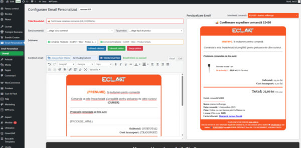 WordPress WooCommerce Custom Email Plugin
