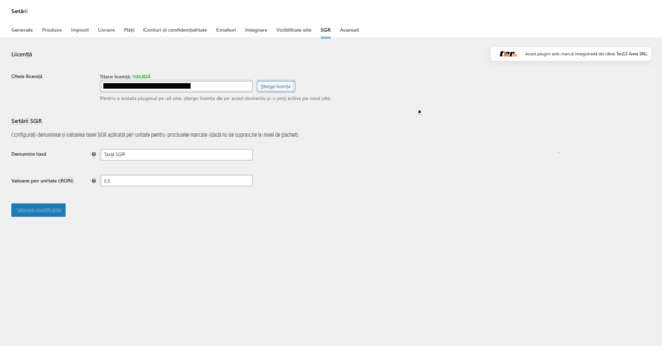 WordPress–WooCommerce plugin for configuring the SGR fee, Ter22 SGR Tax Plugin